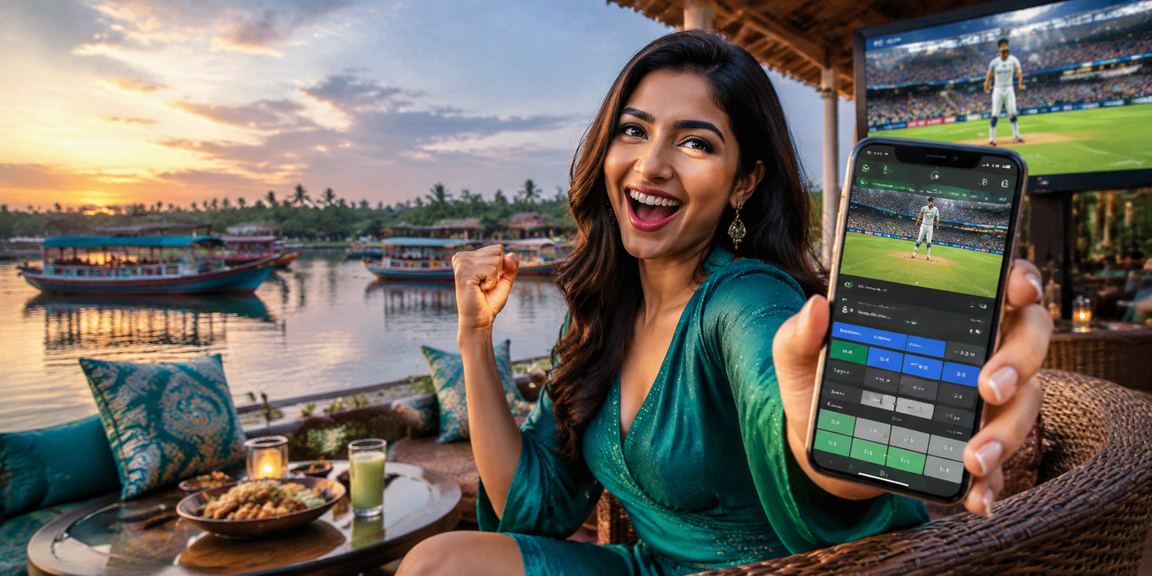 A user enjoying a cricket betting promotion at a tea garden in Sylhet
